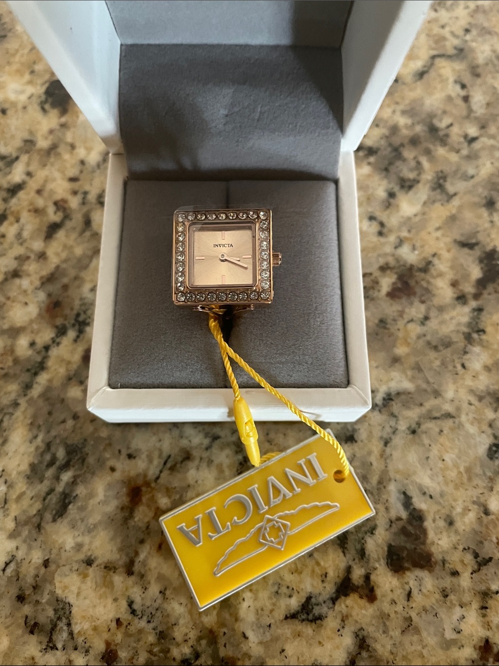 Invicta Rose Gold Square Crystal Accent Ladies Watch